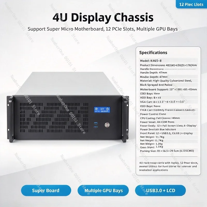 4U-serverbehuizing met 12 GPU- - Server Gpu Chassis 4U recensie en prijs